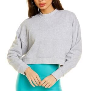 WeWoreWhat Gray Cropped Boxy Pullover Cotton Blend Sweatshirt Women's Large